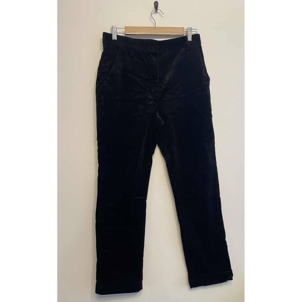 Massimo Dutti Corduroy Pants Women Size 8 Black Straight Leg Stretch Cotton